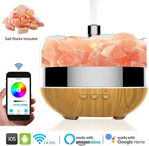 Essential Oil Diffuser Aromatherapy Diffuser - 400ml Oil Diffuser Aroma Diffuser Cool Mist Humidifier Himalayan Salt Lamp Works with Alexa Google Home for Office Home Bedroom Living Room Yoga Spa