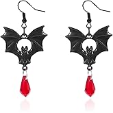 Halloween Earrings for Women Cute Gothic Bat Moon Blood Drop Dangle Earrings Goth Vampire Dresses Accessories Halloween Costume Jewelry