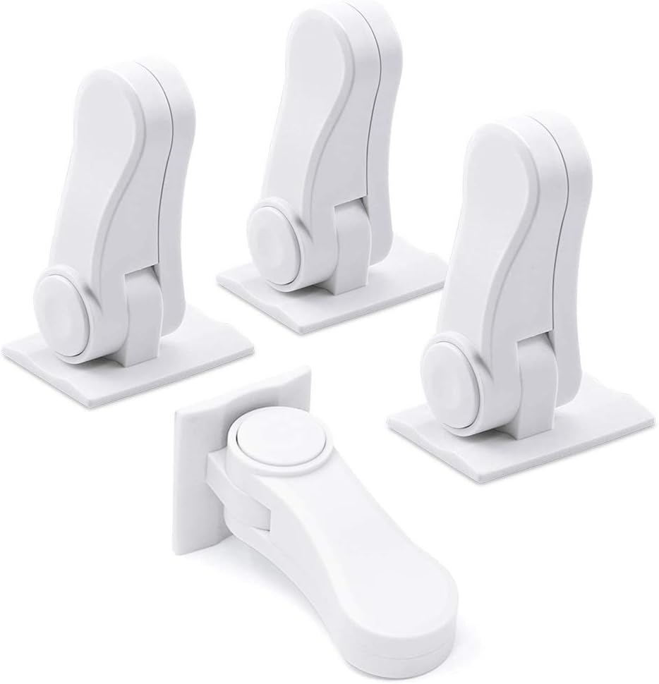 SACONELL 4 Pack Door Lever Child Safety Locks White Upgraded 180° Adhesive