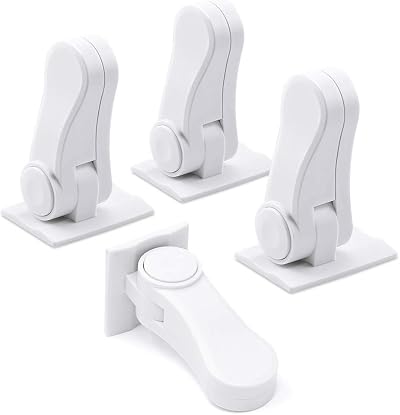 SACONELL 4 Pack Door Lever Child Safety Locks White Upgraded 180° Adhesive