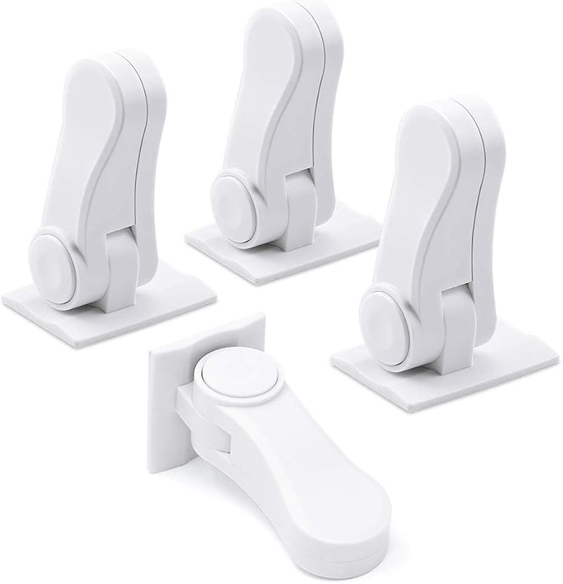 SACONELL 4 Pack Door Lever Child Safety Locks White Upgraded 180° Adhesive
