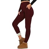 JSEMOY Women's High Waisted Fleece Lined Leggings, Thermal Yoga Pants, Slim Fit Winter Tights with Pockets