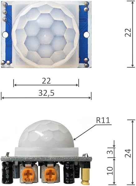 Electreeks PIR Sensor 4 sensibel einstellbare PIR Bewegungsmelder infrarot HC SR501 12V 45V 20V DC Original fr Arduino Raspberry Pi Set 4 Stck