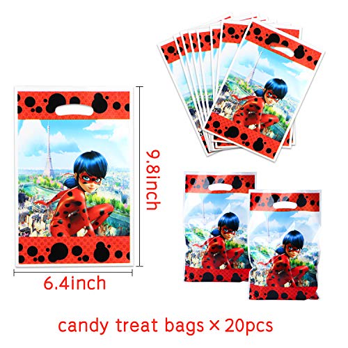 GROBRO7 123Pack Ladybug Themed Party Supplies Ladybug Birthday Decoration Tableware Kit Ladybug Banner Balloons Baby Shower Complete Decor Favor Ladybug Goodie Bags Plates Tablecloth for 20 Kids Adult