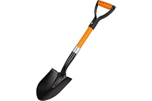 28-inch Small Round Shovel With D-Handle - Kids Metal Beach and Garden Shovel, Camp Tool, Gardening Equipment With Fiberglass