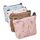 YYaaloa Pack of 4 Beautiful Mini Flower Style Portable Canvas Red Flower Coin Charge Purse Pouch Bag Key Case (4pcs flower)