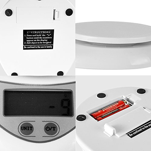 Digital Kitchen Scale, HENGTONG Kitchen Scales Digital Weight Grams and Ounces with Bowl, Cooking Scales 11 lbs /5 kg, High Accuracy Food Kitchen Scale LCD Display, Auto Off, Battery Included