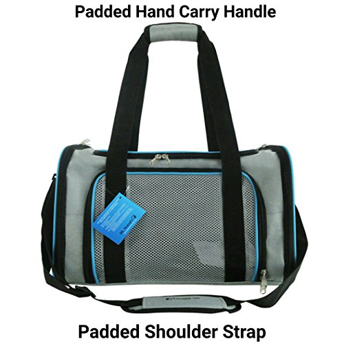 Airline Approved Soft Sided Pet Carrier by Mr. Peanut's, 17.5X11X11" Travel Tote with Soft Padded Bedding With Strong 1/4" Wood Base, Seatbelt & Luggage Attachment, Perfect for Cats and Small Dogs - Thumbnail 4