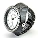 Black Womens Crystal Quartz Finger Ring Watch with Gift Box