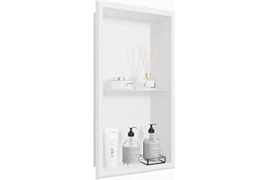 Arausk No Tile Needed Wall Niche 12" X 24", Stainless Steel Shower Niche Insert, Double Shelves, Recessed Niche Shower for Ba