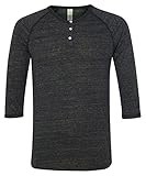 Alternative Jersey Quarter Sleeve Henley Tee, Eco Black, Medium
