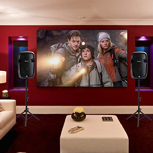 Suono Dual 2-Way Powered PA Speaker System Combo Kit, Portable 12'' 2000W DJ Active + Passive Loud Speakers Set with 2 Speaker Stands, Microphone, Bluetooth, USB/SD, 1/4" Line RCA, FM Radio,XLR Input