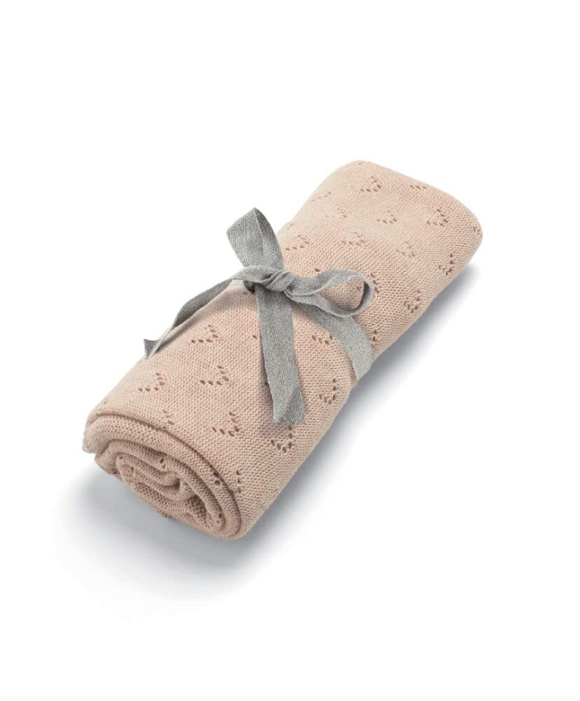 Mamas & Papas Nursery Small Knitted Blanket, Pink Pointelle (90x70cm) — image 1