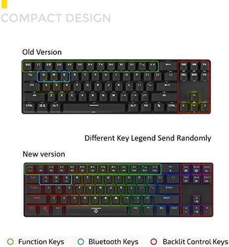 DREVO Calibur Teclado mecánico Inalámbrico Bluetooth 4.0 71 teclas retroiluminado RGB US Layout (Switch Rojo, Negro) - Imagen 5