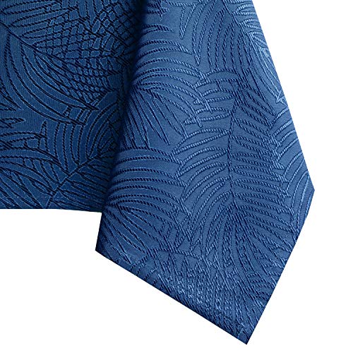 AmeliaHome Tablecloth 140 x 220 cm, Stain Protection, Lotus Effect, Washable, Water Repellent, Gaia Ornament, Dark Blue