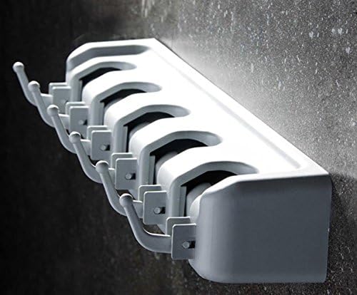 Gobbest Mop Broom Holders with 5 Non-slip Ball Slots and 6 Hooks, Wall and Closet Mounted Organizer (Gray)