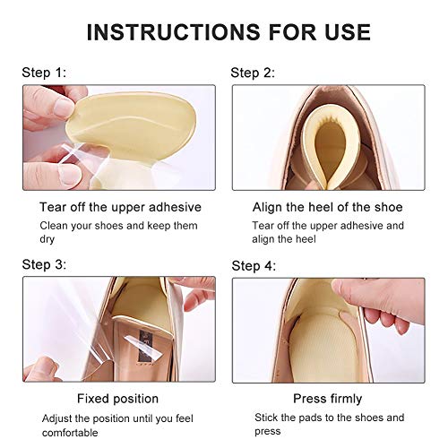 Heel Cushion Inserts Shoe Pads for Women Reusable Foot Care Protector Shoe Pads Filler for Too Big Shoes - 5 Pairs