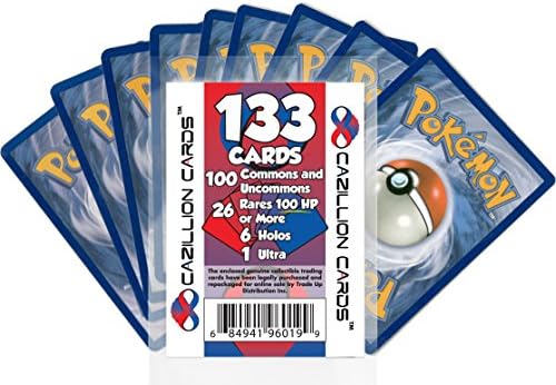 Pokemon Cards 133 Cards Best Seller Lot Bundle Assorted (100 Commons/Uncommons, 26 Rares 100HP or higher, Bonus 6 Foils, and 1 EX or GX) Cazillion Cards Repack Shipped in 2 Piece Plastic Slider Cube