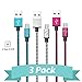 StyleTech Inc. Aluminum Nylon Braided Series 1 Feet Micro-USB Syncing/Charging Data Cable for Android, Samsung, HTC, Windows, Motorola, Tablets, etc. (3.) Blue - White - Pink)