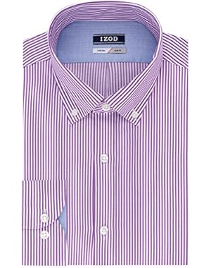 Men's Slim Fit Stripe Buttondown Collar Dress Shirt