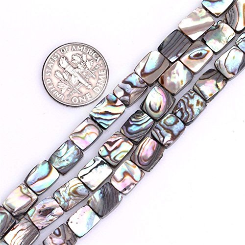 15x20mm Flat Rectangle Natural Abalone Shell Beads Semi Precious Gemstone Beads for Jewelry Making Strand 15 inch (20pcs)
