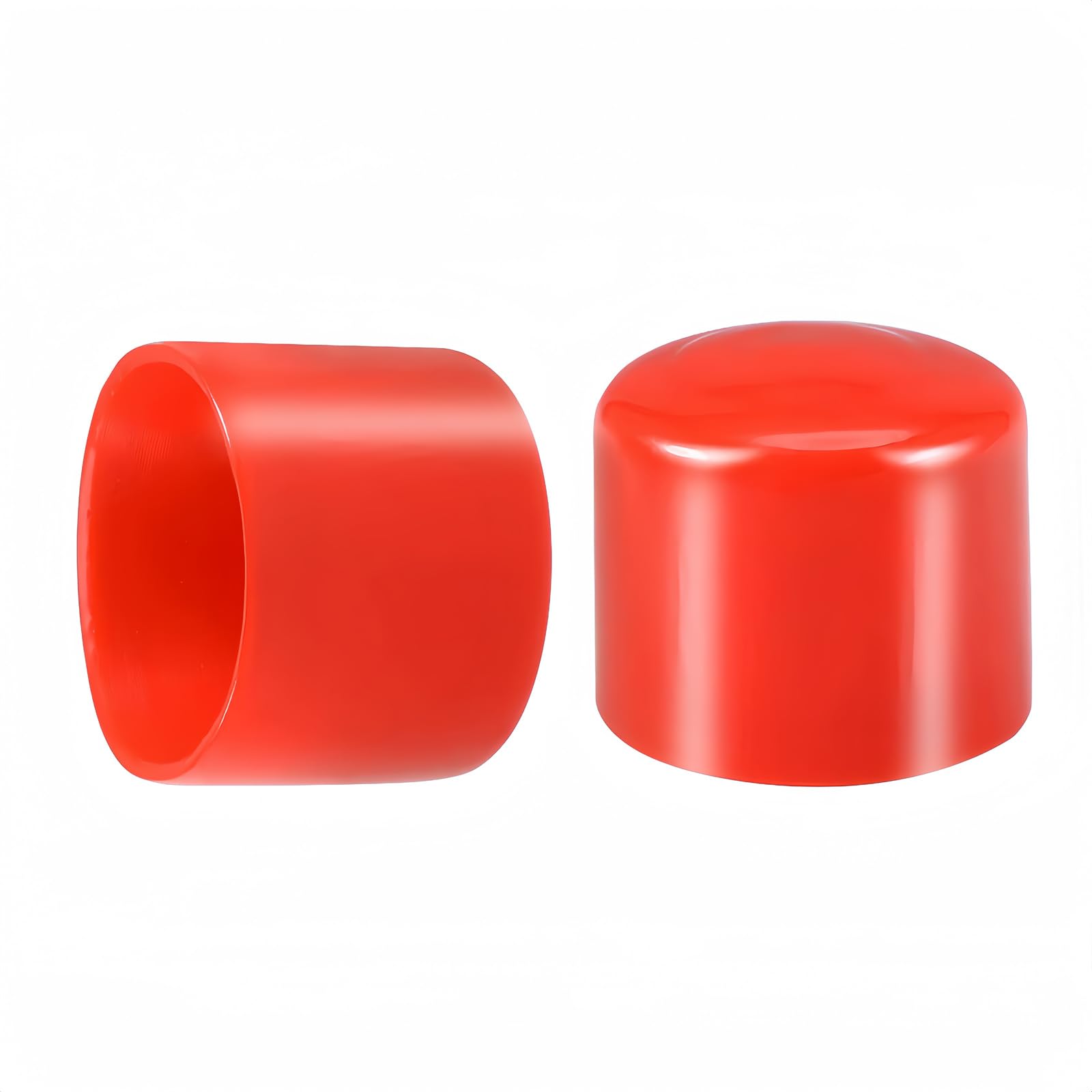 Boxonly Screw Thread Protectors PVC Rubber Round Tube Bolt Cap Plastic End Cap Cover Inner Dia.48mm Red 10Pcs