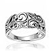 Chuvora 925 Oxidized Sterling Silver 8mm Filigree Leaves Swirl Vine Wreath Ring, Size 9