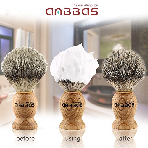 Shaving Brush, Handmade Pure Badger Hair Brush with Natural Manchurian Ash Wood Handle for Men Traditional Wet Shaving - Thumbnail 5