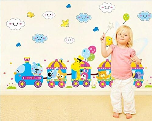 Baby Wall Stckers Wall Decals Lovely Cartoon Train Children's Room Decoration Kindergarten Can Remove The Milk White Wall Arts