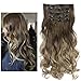 SARLA 7 Pcs Clip in Hair Extensions Synthetic Full Head Curly Wavy Hairpiece 20 Inch for Women Brown to Ash Blonde