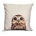 Yoyorule Vintage Cotton Linen Pillow Case Sofa Waist Throw Cushion Cover (Owl)