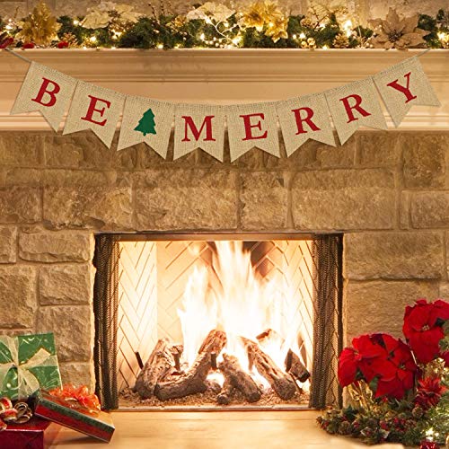 GOER Merry Christmas Burlap Banner With Ribbon Bows – Green, Pre-Assembled, Outdoor/Indoor Decor 4 thumbnail image