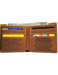Engraved Leather Wallet Card Holder Wallet Inserts Personalized Gifts To Son Dad Husband Boyfriend (Tri-fold wallet to my grandson)