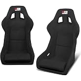 J2 Engineering Pair of Universal Stitching Reclinable Back Rest Racing Bucket Seats, 35" H X 23" W X 23" D, Black, J2-RS-004-BK