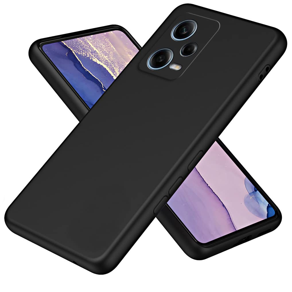 SEAHAI Case for Xiaomi Redmi Note 12 Pro+ Plus 5G, Ultra Slim Shockproof Liquid Silicone Phone Cover with Soft Anti-Scratch Microfiber Lining, Silky-Soft Touch Full-Body Protective Case - Black