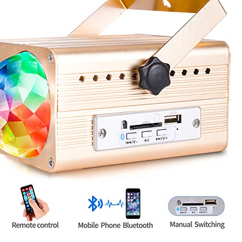 Flysight Disco Ball Party Lights with Bluetooth Speaker, Sound Activated DJ LED USB Party Lasers Lights with Remote Control Support SD Card for Room Dance Parties Birthday DJ Bar Club Pub (Gold) - Thumbnail 2