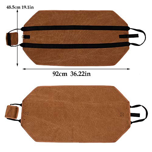 Wrightus Log Carrier Waxed Canvas Firewood Carrier Tote Bag Long Strap Fireplace Wood Stove Accessories Heavy Duty Durable