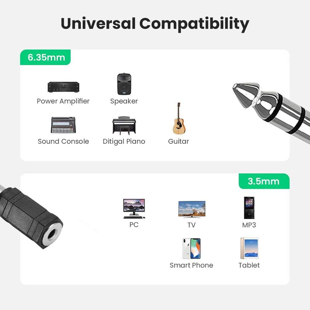 AHOAO Headphone Adapter 3.5mm Female to 6.35mm Male, 2 Pack Headphone Jack Stereo Audio Aux Adapter for Digital Piano Keyboard, etc - Image 5