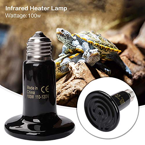 HONG111 100W Ceramic Heat Lamp with 2-pcs Digital Aquarium Thermometer, Infrared Reptile Heat Emitter Heater Bulb for Pet Brooder Coop Chicken Lizard Turtle Snake Aquarium