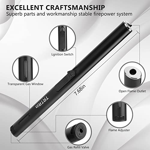 TRTRin 3 Pack Long Lighters Pack, Refillable Butane Lighter, with Fuel