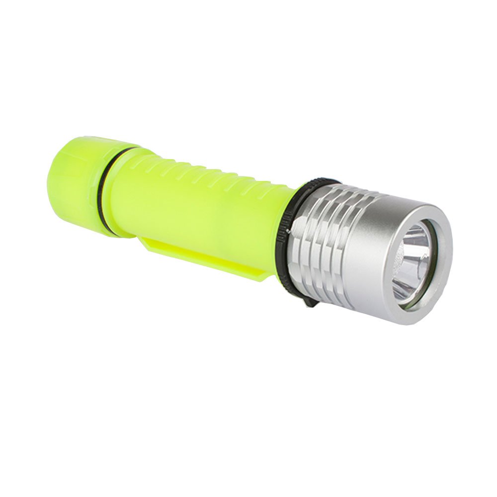 Three trees Underwater Diving Flashlight，3W 110 Lumens Waterproof LED Light，Slide Switch Safety Waterroof Underwater Buckle Flashlight，For Scuba Diving Outdoor Under Water Sports