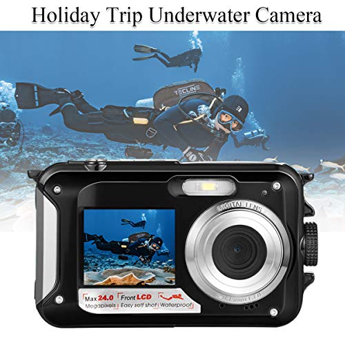 Waterproof Underwater Digital Camera for Snorkeling,Selfie Dual Screen Digital Cameras Waterproof Underwater Video Camera-Holiday,Trip (Black 1) - Thumbnail 7