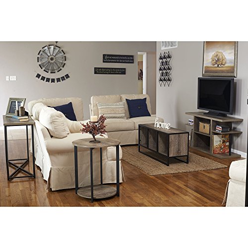 Household Essentials Wooden Side End Table with Storage Shelf Ashwood