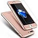 iPhone 7 Plus Case, COOLQO Ultra-Thin Full Body Coverage Hard Plastic Matte [Tempered Glass Screen Protector] 360 All Round Shockproof Hybrid Cover Skin for Apple iPhone 7 Plus 5.5 Inch_Rose Gold