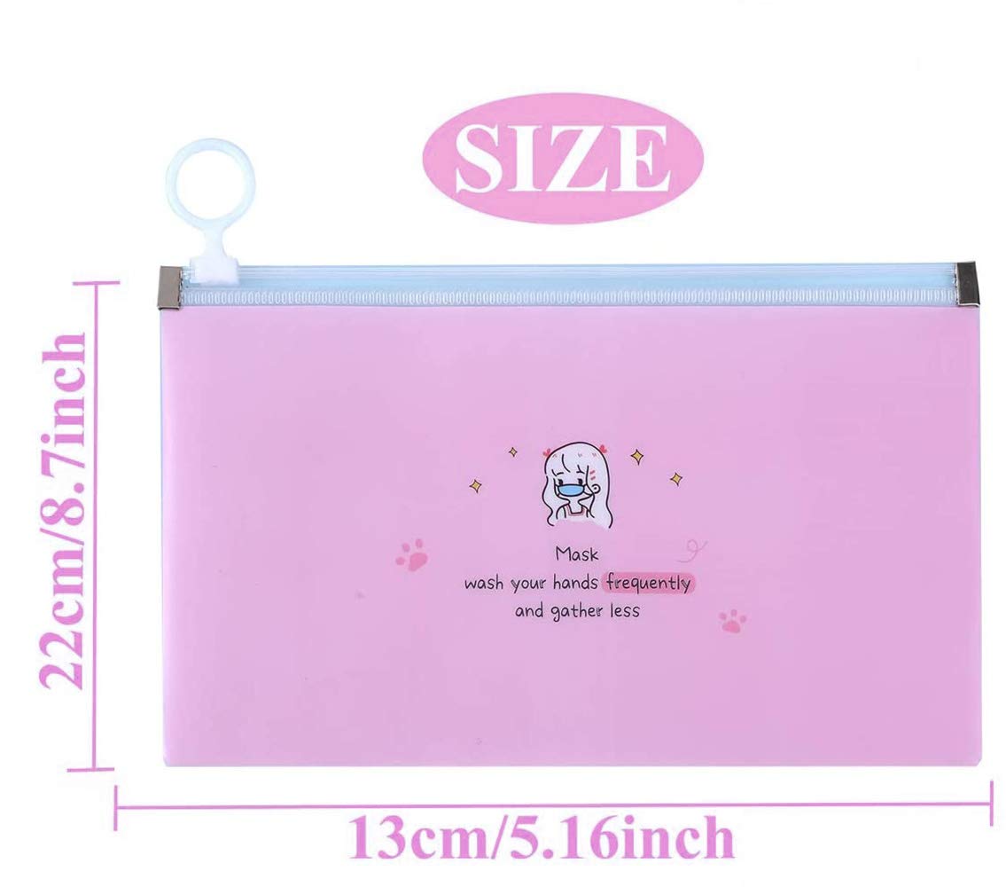 LSxia 4 Packs Face Cover Organizer Case Mask Zipper Storage Bag Cosmetic Container Reusable Portable Masks Keeper Folder Storage Clip Mini Travel Foldable Bags Set of Assorted Colors (Girls 4pcs)
