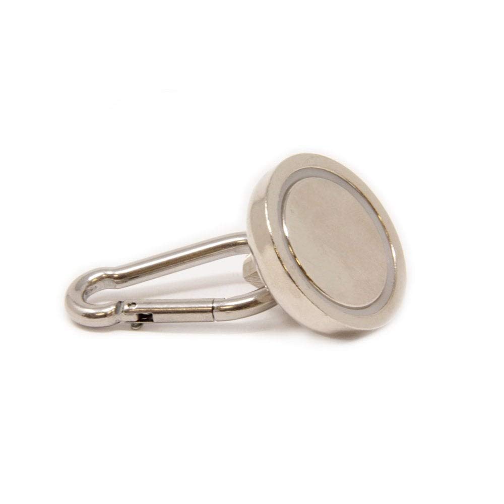 Neodymium Pot Magnet with Carabiner for Holding Signage, Tools and Ropes - 32mm Dia - Pack of 20