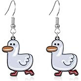 coadipress Cute Duck Earrings for Women Unique Personality Duck Dangle Drop Earrings Funny Charming Cartoon Walking Ducks Enamel Earring Statement Jewelry Accessories