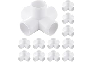 Carvedexquisitely 12 Pack 3/4 inch PVC Pipe Fittings, PVC 5-way Fitting Connectors, Used for Building Furniture, Furniture Grade, White
