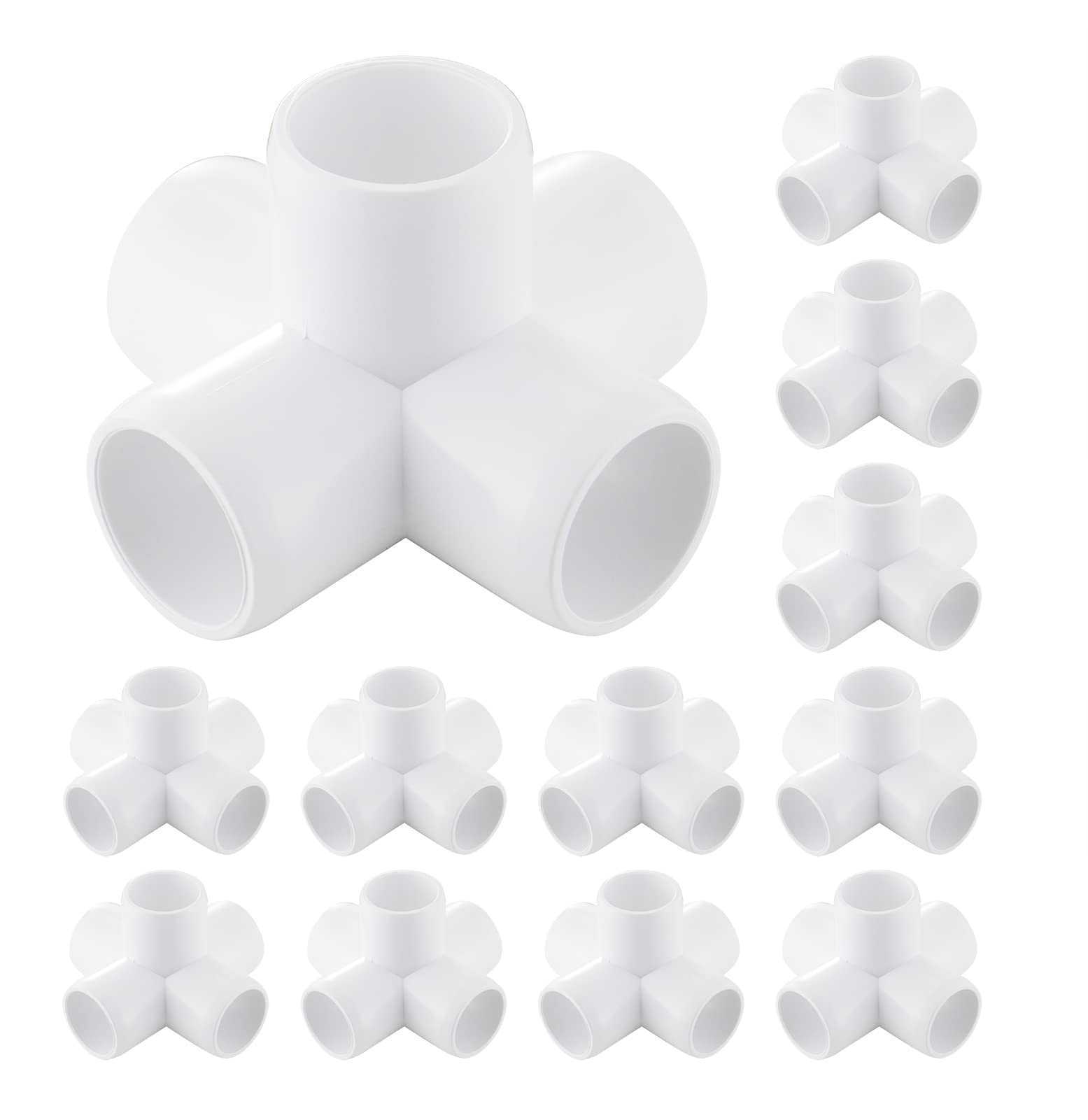 Photo 1 of Carvedexquisitely 12 Pack 3/4 inch PVC Pipe Fittings, PVC 5-way Fitting Connectors, Used for Building Furniture, Furniture Grade, White