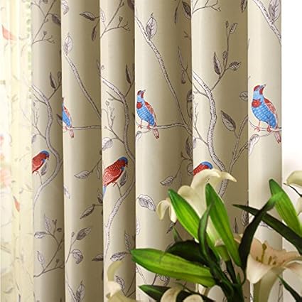 Zmpride Bird Print Curtains European Style Curtains Rustic Home